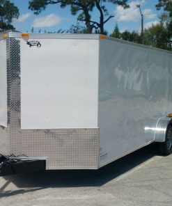 7x20 TA Trailer - White, Ramp, Side Door