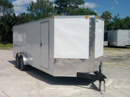 7x20 TA Trailer - White, Ramp, Side Door