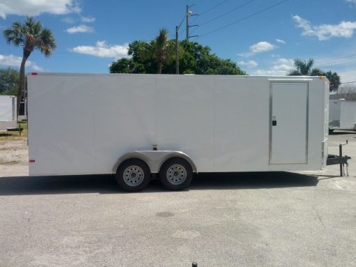 7x20 TA Trailer - White, Ramp, Side Door