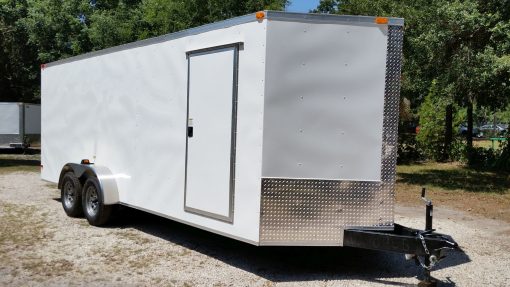 7x20 TA Trailer - White, Ramp, Side Door, Extra Height