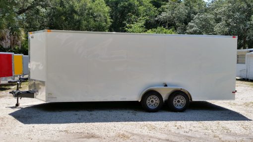 7x20 TA Trailer - White, Ramp, Side Door, Extra Height