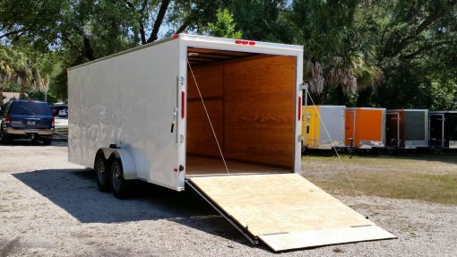 7x20 TA Trailer - White, Ramp, Side Door, Extra Height