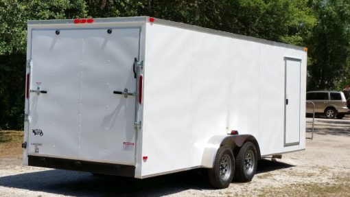 7x20 TA Trailer - White, Ramp, Side Door, Extra Height