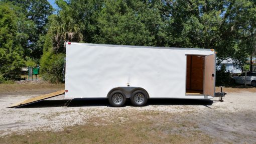 7x20 TA Trailer - White, Ramp, Side Door, Extra Height