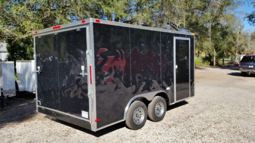 8.5x14 TA Trailer - Black, Ramp, Side Door