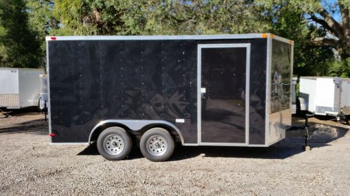 8.5x14 TA Trailer - Black, Ramp, Side Door