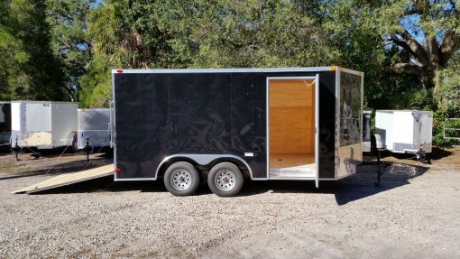 8.5x14 TA Trailer - Black, Ramp, Side Door