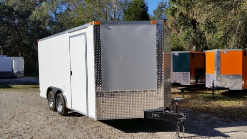 8.5x14 TA Trailer - White, Ramp, Side Door