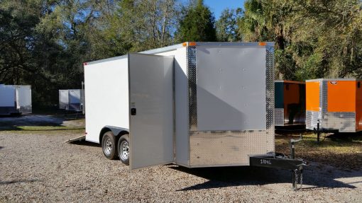 8.5x14 TA Trailer - White, Ramp, Side Door