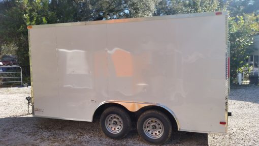 8.5x14 TA Trailer - White, Ramp, Side Door