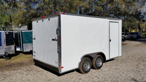 8.5x14 TA Trailer - White, Ramp, Side Door