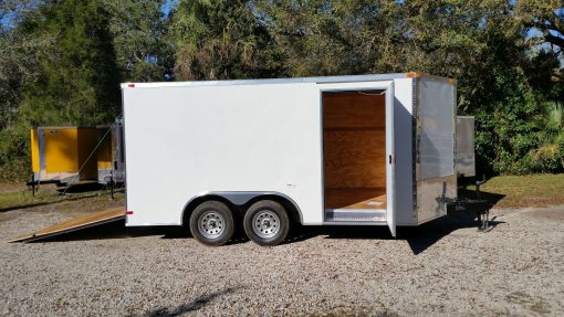 8.5x14 TA Trailer - White, Ramp, Side Door