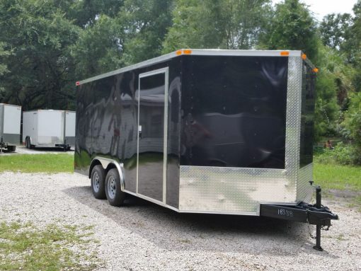 8.5x16 TA Trailer - Black, Ramp, Side Door