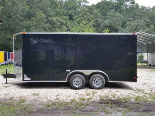 8.5x16 TA Trailer - Black, Ramp, Side Door