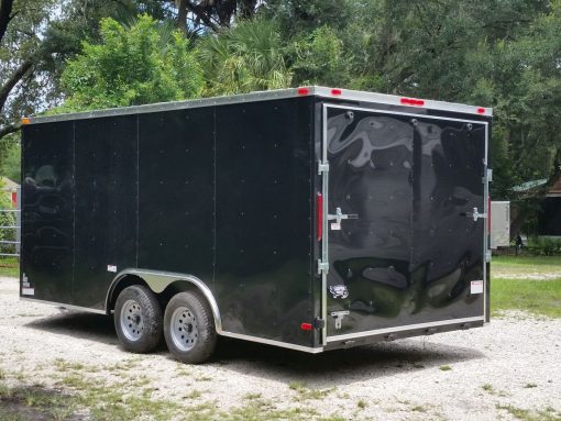 8.5x16 TA Trailer - Black, Ramp, Side Door