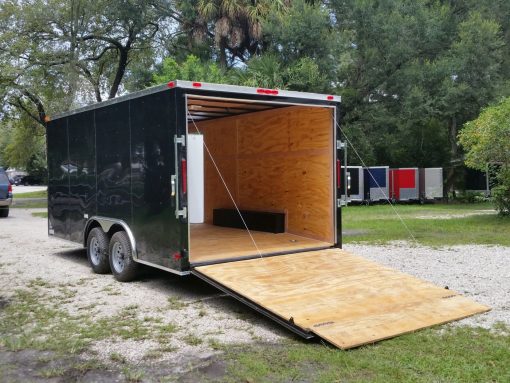 8.5x16 TA Trailer - Black, Ramp, Side Door