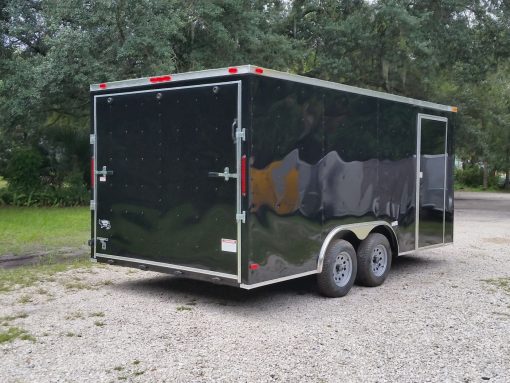 8.5x16 TA Trailer - Black, Ramp, Side Door