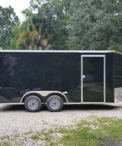 8.5x16 TA Trailer - Black, Ramp, Side Door