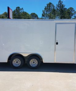 8.5x16 TA Trailer - White, Barn Doors, Side Door