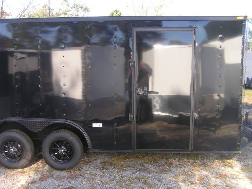 8.5x18 TA Trailer - Black, Ramp, Side Door, Blackout