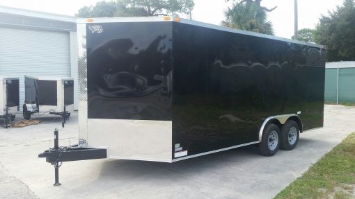 8.5x18 TA Trailer - Black, Ramp, Side Door