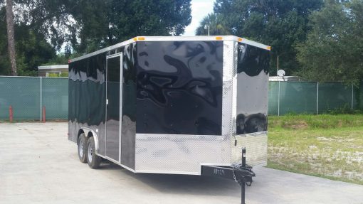 8.5x18 TA Trailer - Black, Ramp, Side Door