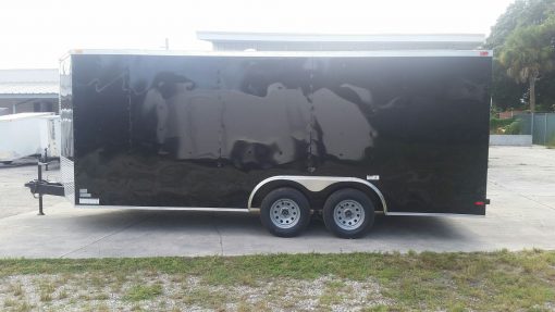 8.5x18 TA Trailer - Black, Ramp, Side Door