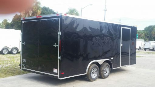 8.5x18 TA Trailer - Black, Ramp, Side Door