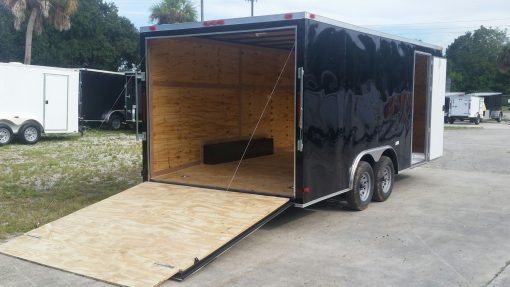 8.5x18 TA Trailer - Black, Ramp, Side Door