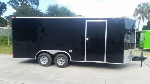 8.5x18 TA Trailer - Black, Ramp, Side Door