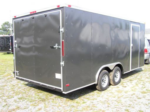 8.5x18 TA Trailer - Charcoal Gray, Ramp, Side Door