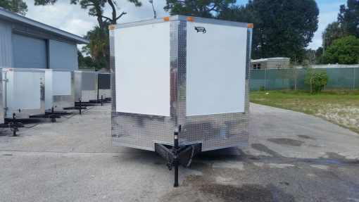 8.5x18 TA Trailer - White, Ramp, Side Door