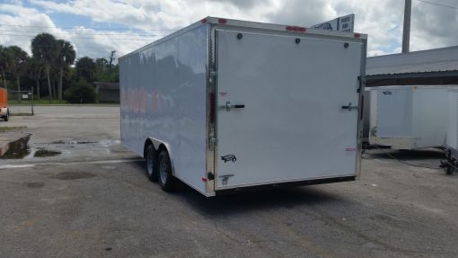 8.5x18 TA Trailer - White, Ramp, Side Door