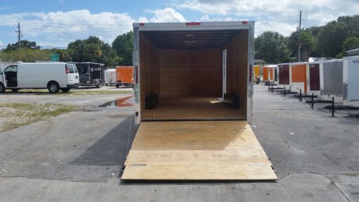 8.5x18 TA Trailer - White, Ramp, Side Door