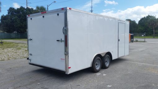 8.5x18 TA Trailer - White, Ramp, Side Door