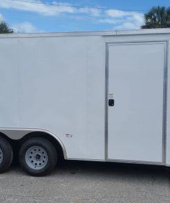 8.5x18 TA Trailer - White, Ramp, Side Door