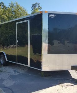 8.5x20 TA Trailer - Black, Ramp, Side Door, Bias Tires, Ramp in V-Nose, Access Door