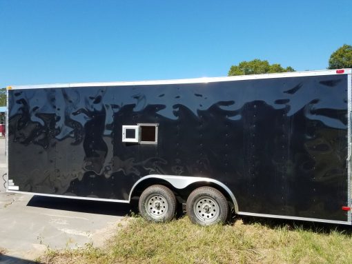 8.5x20 TA Trailer - Black, Ramp, Side Door, Bias Tires, Ramp in V-Nose, Access Door