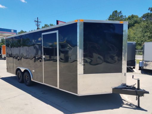 8.5x20 TA Trailer - Black, Ramp, Two Side Doors