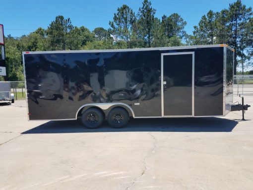 8.5x20 TA Trailer - Black, Ramp, Two Side Doors