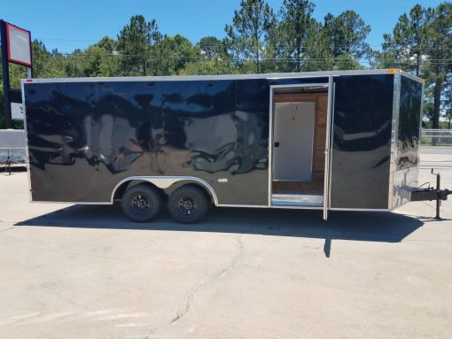 8.5x20 TA Trailer - Black, Ramp, Two Side Doors