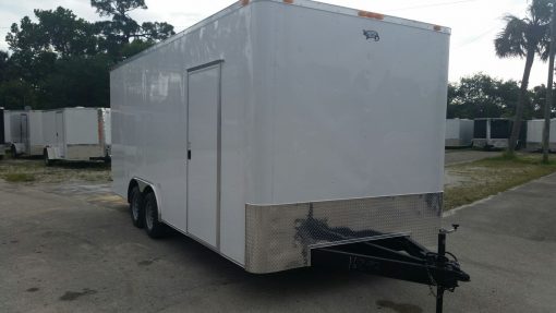 Custom 8.5x20 TA Trailer - White, Ramp, Side Door, Extra Height, Flat Front