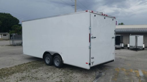 Custom 8.5x20 TA Trailer - White, Ramp, Side Door, Extra Height, Flat Front