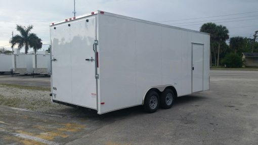 Custom 8.5x20 TA Trailer - White, Ramp, Side Door, Extra Height, Flat Front