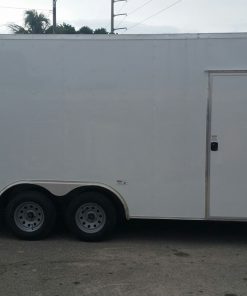 Custom 8.5x20 TA Trailer - White, Ramp, Side Door, Extra Height, Flat Front