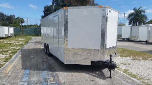 8.5x20 TA Trailer - White, Ramp, Side Door