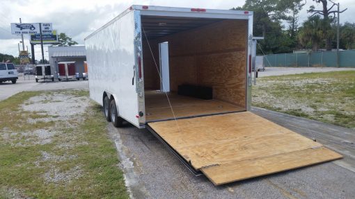 8.5x20 TA Trailer - White, Ramp, Side Door