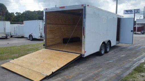 8.5x20 TA Trailer - White, Ramp, Side Door