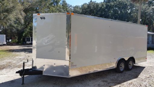 8.5x20 TA Trailer - White, Ramp, Side Door, Extra Height, ATP Wrap