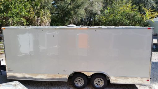 8.5x20 TA Trailer - White, Ramp, Side Door, Extra Height, ATP Wrap